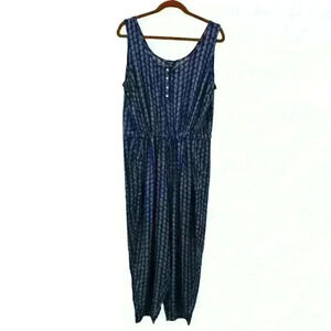 Chaps‎ Women's Paisley Scoop Neck Straight-Leg Jumpsuit Size XXL